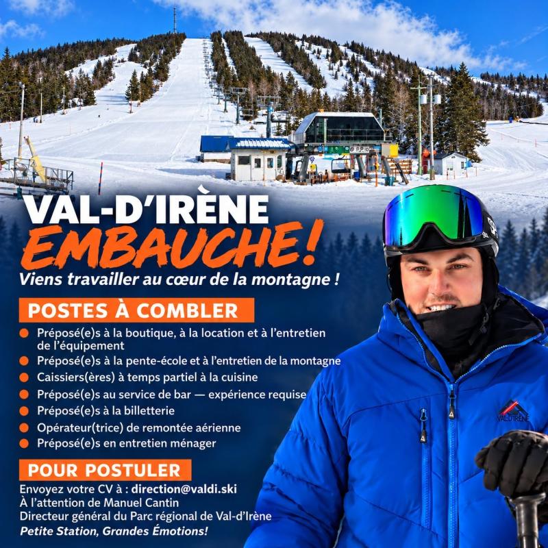 Val-D'Irène - Embauche pour la saison 2026-2027